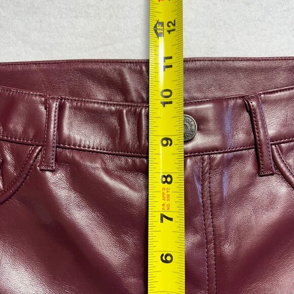 NWT $148 Joie Women's Stretch Mid Rise Straight Faux Leather Burgundy Pants Sz 2 - Picture 12 of 13